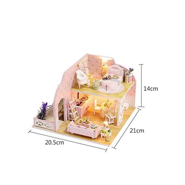 NXYDQ Poupée en Bois Miniature Maison modèle, Maison de poupée avec des Meubles, Bricolage Kit Plus étanche à la poussière