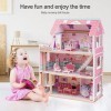 ROBUD Maison de poupée en Bois pour Filles, Jouets pour Enfants, Maison de poupée avec Accessoires de Meubles, Maison de poup