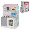 GOPLUS Maison de Poupée avec Cuisine Enfant 2 en 1, Grande Ville de Poupées Incluant Accessoires et Mobilier, Maison à Double