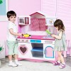 GOPLUS Maison de Poupée avec Cuisine Enfant 2 en 1, Grande Ville de Poupées Incluant Accessoires et Mobilier, Maison à Double