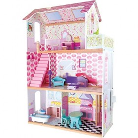 Small Foot 3121 Maison de poupée à Trois étages avec Fauteuil et Balcon + 14 Meubles de poupée