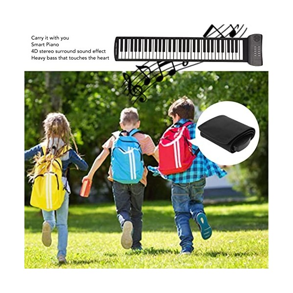 Piano Enroulable, 61 Touches Clavier électronique Portable Pliable Bluetooth MIDI Clavier Piano pour Ordinateur Tablettes Pre