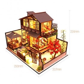 TUANTUAN 1 ensemble de maison de poupée chinoise en bois style traditionnel maison de poupée miniature avec maison de poupée 