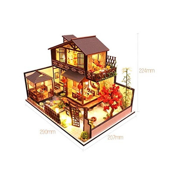 TUANTUAN 1 ensemble de maison de poupée chinoise en bois style traditionnel maison de poupée miniature avec maison de poupée 