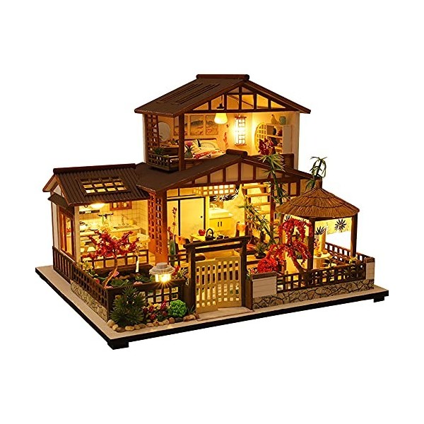 Kisoy Maison de poupée miniature avec kit de meubles fait à la main - Style japonais - Modèle de maison pour adolescents et a