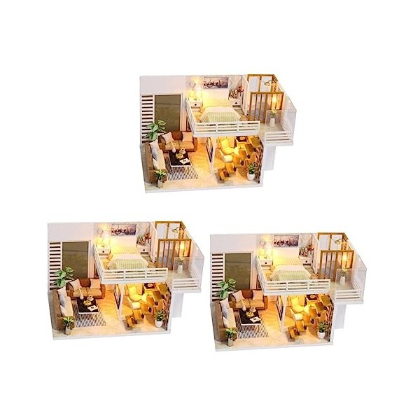 Toyvian Miniatures 3 Pièces Mini Maison Kit Maison Modèle Bricolage Maison Miniature Enfant Maison De Poupée Bambou Kit Minia