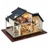 Kit De Maison Miniature Bricolage, Mini Maison en Bois avec Couvercle Anti-poussière Et 8 Lumières LED, Kit De Maison De Poup