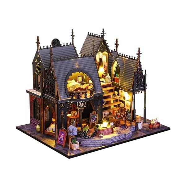 Flever Maison de poupée miniature à faire soi-même avec meubles pour œuvre dart romantique cadeau Luna Magic House 