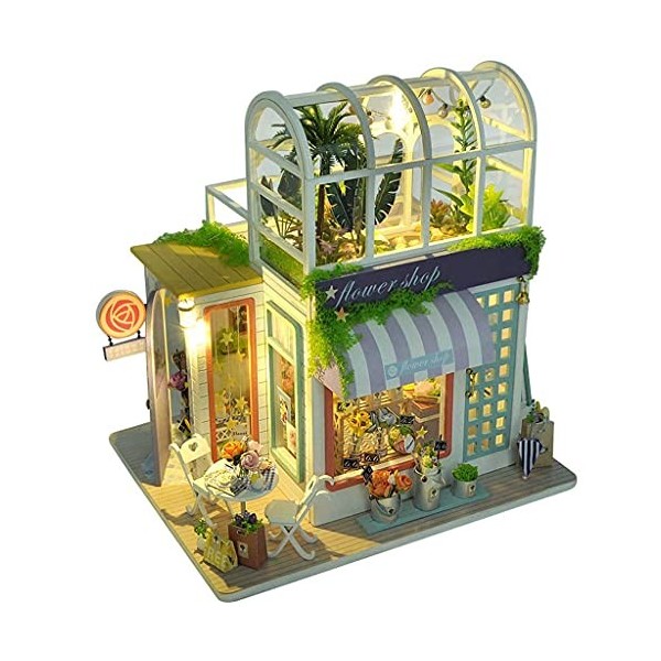 Kit De Modèle De Maison De Poupée Miniature en Bois Bricolage, Kit DArtisanat De Mini Chambre avec Housse Anti-Poussière Et 
