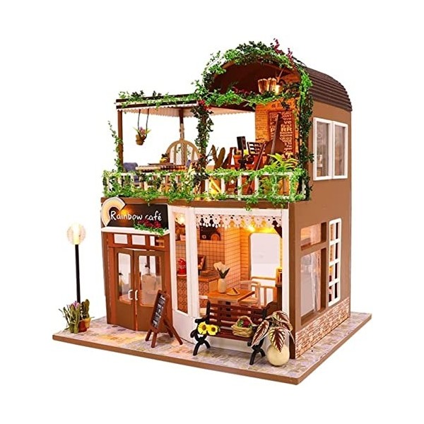 Kit de Maison de poupée Miniature Bricolage, Jouet de modèle de Construction de Cottage créatif avec Cache-poussière, Cadeau 