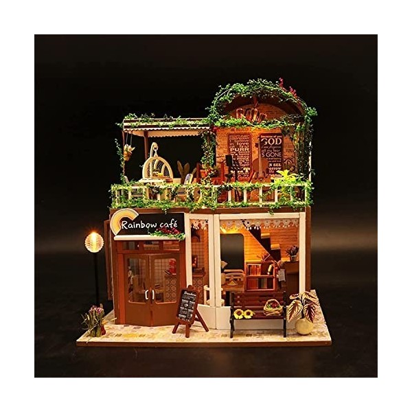 Kit de Maison de poupée Miniature Bricolage, Jouet de modèle de Construction de Cottage créatif avec Cache-poussière, Cadeau 