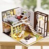 NXYDQ Maison de poupée Miniature en Bois Kit avec Poupée & Musique, Mini House Construction Woodcraft Puzzle-Kit- Model Set B