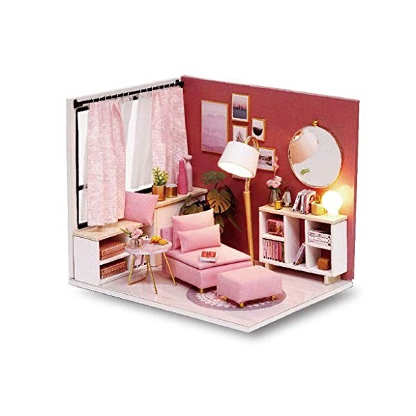 NXYDQ Petite Maison Villa modèle, Maison de poupée Miniature Bricolage Maison Kit Chambre Creative avec des Meubles et for Ca