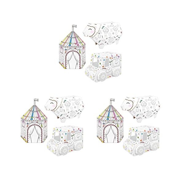 Toyvian 9Pcs Kit Puzzles Drôle Cadeau Playhouse Filles Anniversaire Coloriage Mouton Papier Panier Jouets Dessin D Mongol Car