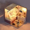 YBWEN Bricolage Jouet Maison Dollhouse DIY Miniature Maison Modèle LED Mobilier Kit avec Housse De Protection pour La Maison 