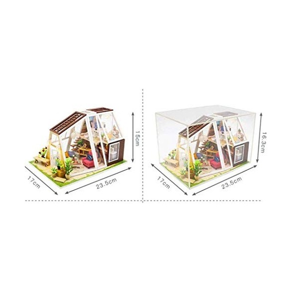 NXYDQ Poupée Miniature Maison, Maison de Bricolage innovant modèle Main, Artisanat Greenhouse Puzzle Miniature 3D Kit for Dol