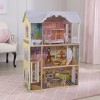 KidKraft Maison de poupée en Bois Kaylee incluant Accessoires et mobilier, 3 Étages de Jeu avec élévateur et Lit à Baldaquin 