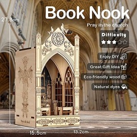 CUTEBEE Book Nook Modèle Kit de Bricolage Maison de poupée en Bois Booknook Étagère à Livres Insert Decor Alley, Puzzle en Bo