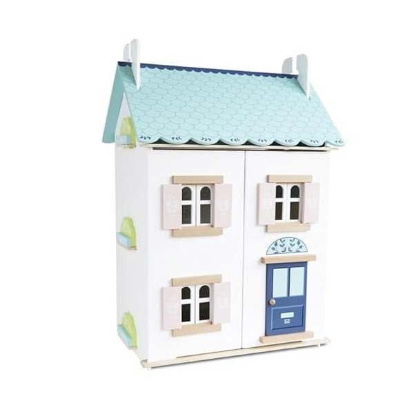 Le Toy Van - H125 - Maison de poupée Blue Belle en bois certifié FSC, 3 ans, pour fille, 2 étages, l 44 x p 36 xh 66 cm, avec