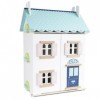 Le Toy Van - H125 - Maison de poupée Blue Belle en bois certifié FSC, 3 ans, pour fille, 2 étages, l 44 x p 36 xh 66 cm, avec