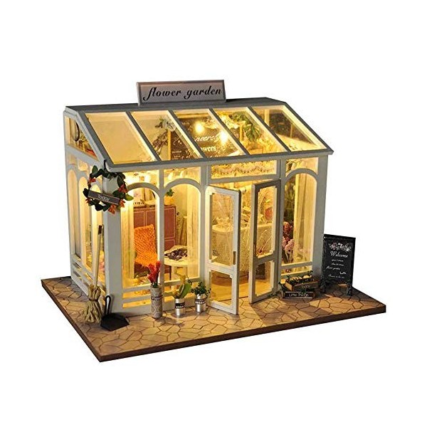 BTTNW Maison De Poupée Miniature Bricolage Salle Miniature Set-Construction en Bois Modèle Kit-bâtiment en Bois Set-Mini Mais