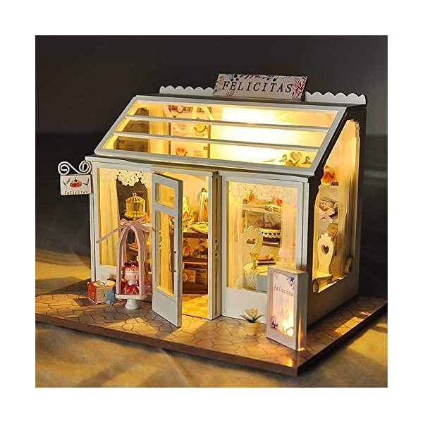 BTTNW Maison De Poupée Miniature Bricolage Salle Miniature Set-Construction en Bois Modèle Kit-bâtiment en Bois Set-Mini Mais