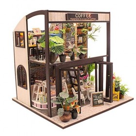 XBSLJ Maisons pour poupées Kit de Meubles Miniatures en Bois de Maison de poupée Bricolage Mini Maison avec Mouvement de LED 