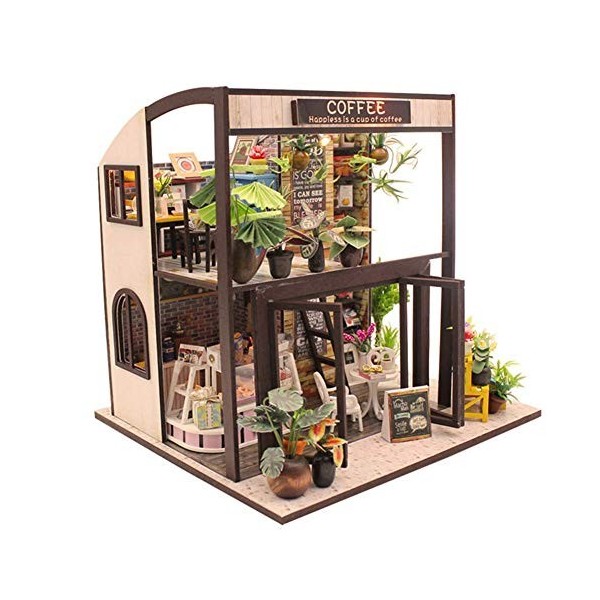 XBSLJ Maisons pour poupées Kit de Meubles Miniatures en Bois de Maison de poupée Bricolage Mini Maison avec Mouvement de LED 
