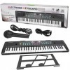 Clavier Électronique 61 Touches, Clavier de Piano Numérique avec Microphone et Support de Musique numérique Clavier pour Enfa