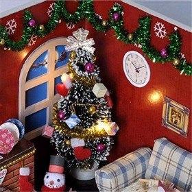 Kits de Maison Kit de maison de poupée bricolage Assembler une petite maison anniversaire Noël bonhomme de neige modèle jouet