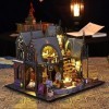 CUTEROOM Kit de maison de poupée miniature à monter soi-même avec lumières LED pour adultes Luna Magic House 