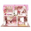 Flever Kit maison de poupée miniature en bois avec meubles, artisanat créatif cadeau pour les amoureux et les amis rose chér