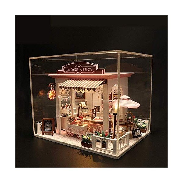 Kit Miniature De Maison De Poupée Bricolage Et Jouets, Poupées en Bois 3D, Meubles De Maison Crème Rose Doux Couverture Anti