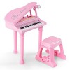 GYMAX Piano et tabouret pour enfants à 31/37 touches, clavier électronique pour enfants avec microphone, mode denseignement 