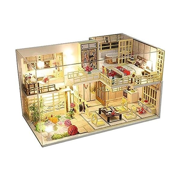 Kit de Maison De Poupée Bricolage, Maison de poupée miniature avec meubles, kit de maison de poupée en bois à faire soi-même,