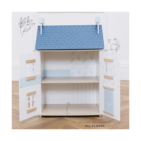 Le Toy Van - Wooden Dolls House - Sky Doll House - Kids Dolls House - 2 Storey Dolls House with Attic - Wooden Summer House -