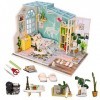 Kit De Maison De Poupée Miniature en Bois Bricolage 3D avec Meubles Et Accessoires, Salon, Chambre, Cuisine, Salle De Bain, C