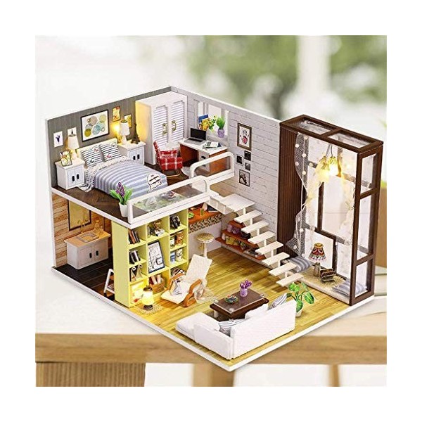 Kit de Maison de poupée Miniature en Bois avec poupée et Musique, kit de Construction de Mini Maison en Bois - Puzzle en Bois