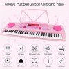 Clavier de Piano 61 Touches Chargable Clavier Piano Clavier Electronique Portable Musique Clavier Avec Pupitre,Microphone