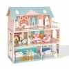 Ensemble de Maison de poupée en Bois avec Meubles et Accessoires, Grande Maison de poupée pour Enfants, Maison de Jouets de r