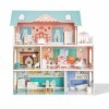 Ensemble de Maison de poupée en Bois avec Meubles et Accessoires, Grande Maison de poupée pour Enfants, Maison de Jouets de r