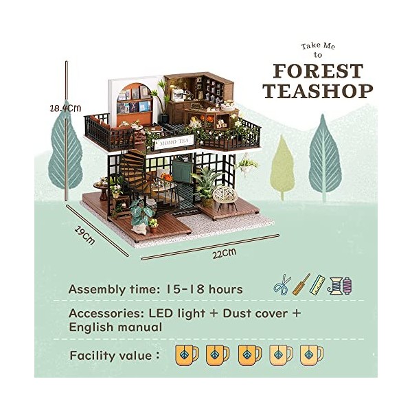 Lannso LV01 Kit de meubles en bois miniature pour maison de poupée avec housse anti-poussière