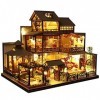 Modèle de Villa Chinoise - Miniature de Maison de poupée avec Meubles et lumière LED, Kits dartisanat de pièce en Bois 3D, p