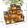 Modèle de Villa Chinoise - Miniature de Maison de poupée avec Meubles et lumière LED, Kits dartisanat de pièce en Bois 3D, p