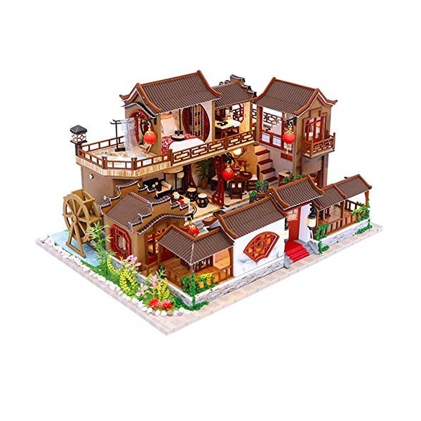 XBSLJ Maisons pour poupées Dollhouse Miniature DIY House Kit Chambre créative avec Meubles pour Cadeau dart Romantique - Cha