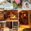 Maison De Poupée Miniature en Bois 3D avec Housse Anti-Poussière Et Mouvement Musical, Échelle 1:24 Idée De Pièce Créative - 