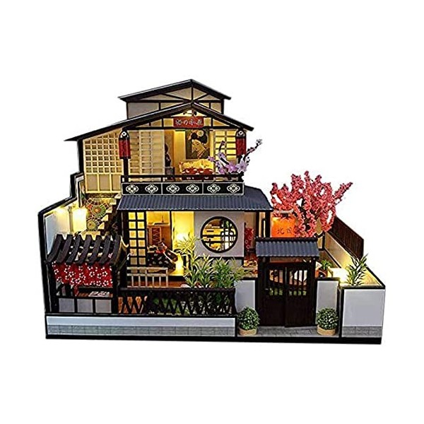 Kit De Maison De Poupée 3D Modèle Villa avec Meubles Kit Miniature De Puzzle Fait À La Main Cadeaux Lumières LED/Kit De Meubl