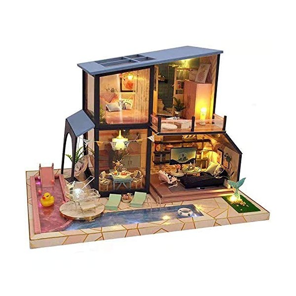 DIY Dollhouse Maison en Bois Sirène Légende Villa Modèle Architecture De Maison Européenne Cadeau danniversaire Créatif Fill