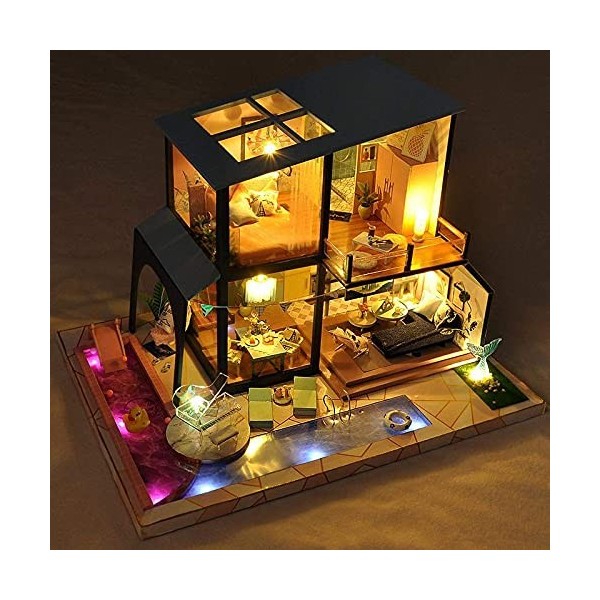 DIY Dollhouse Maison en Bois Sirène Légende Villa Modèle Architecture De Maison Européenne Cadeau danniversaire Créatif Fill