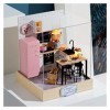 Kit de Maison de poupée Miniature, kit de Meubles de Maison de poupée en Bois Faits à la Main + Housse Anti-poussière, Jouets